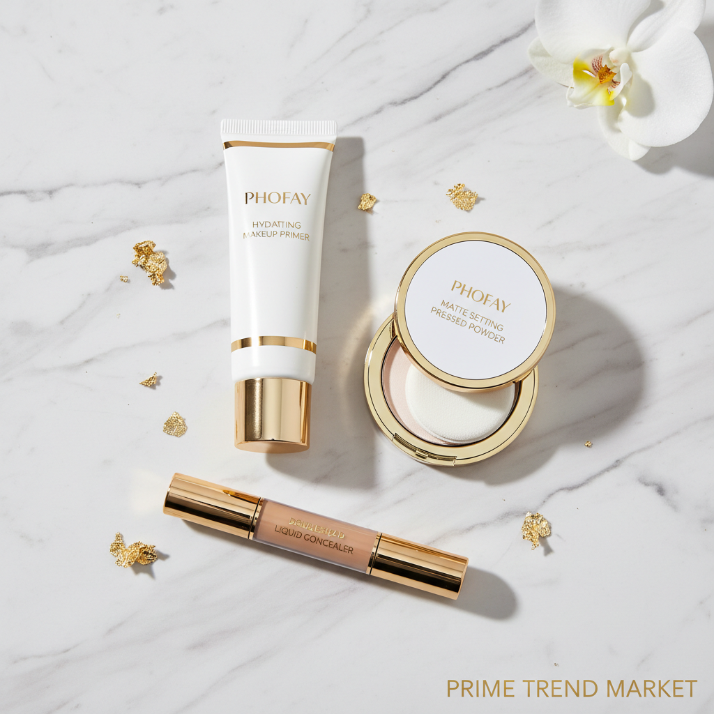 PHOFAY Flawless Base Set flat lay on marble