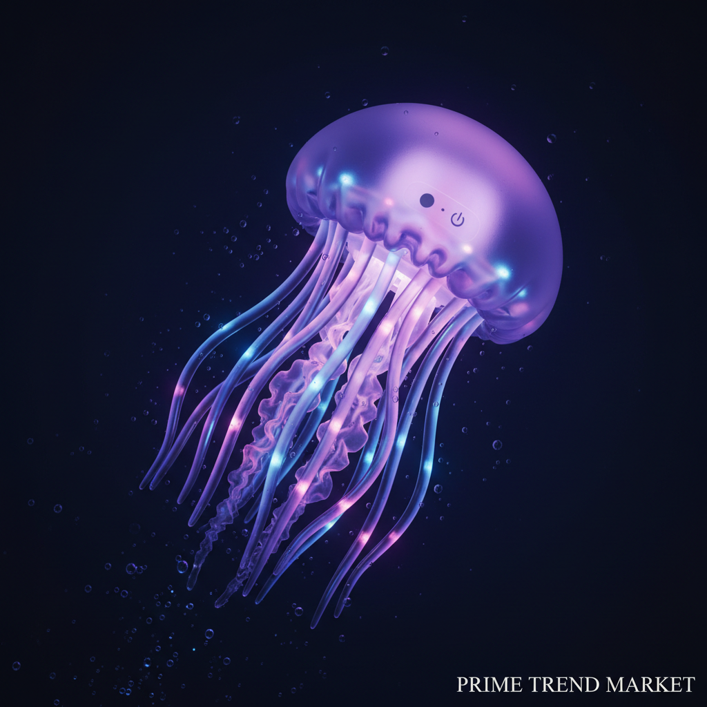 Jellyfish Bluetooth Speaker - Close-up colorful breathing LED tentacles detail