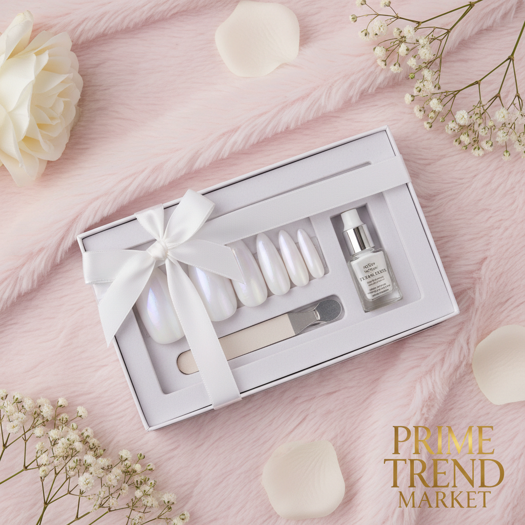 Pearl White Gradient Press-On Nails — Gift Set