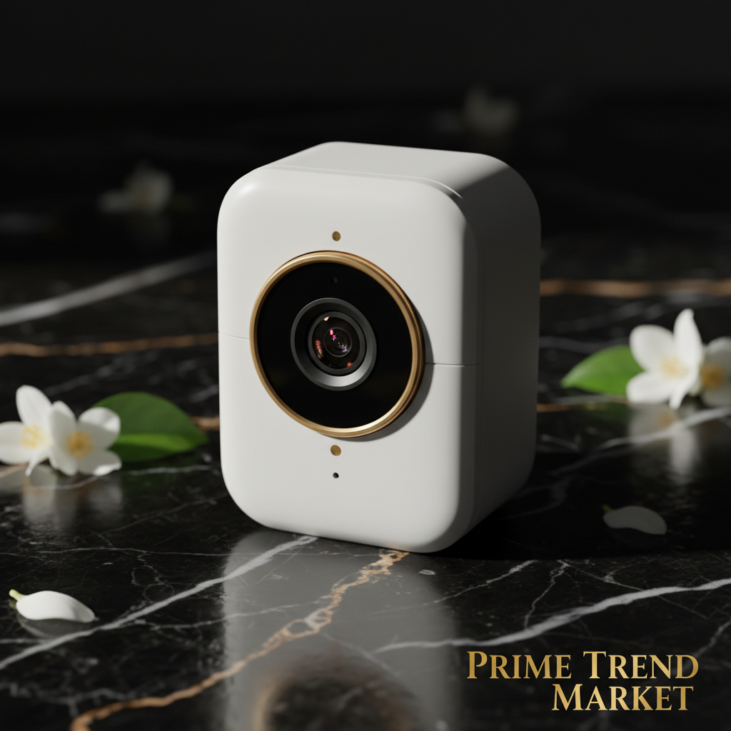 1080P HD WiFi Smart Surveillance Camera close-up lens detail on black marble