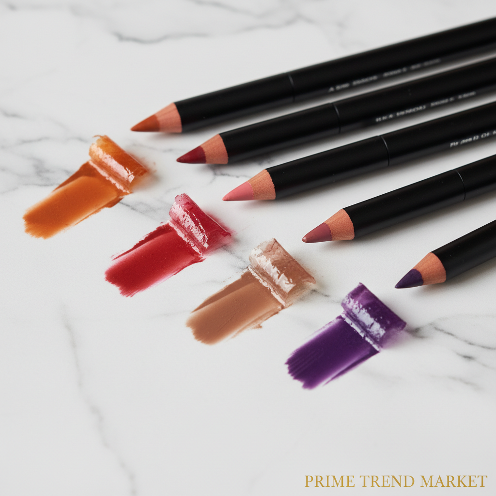 5 peel off lip liner pencils different shades dried peel swatches marble product shot