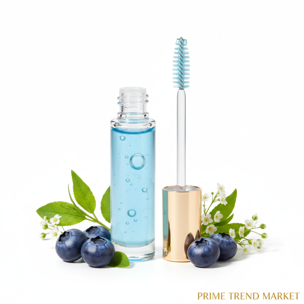 Eyelash serum tube fine mascara wand applicator blueberry botanical ingredients product shot