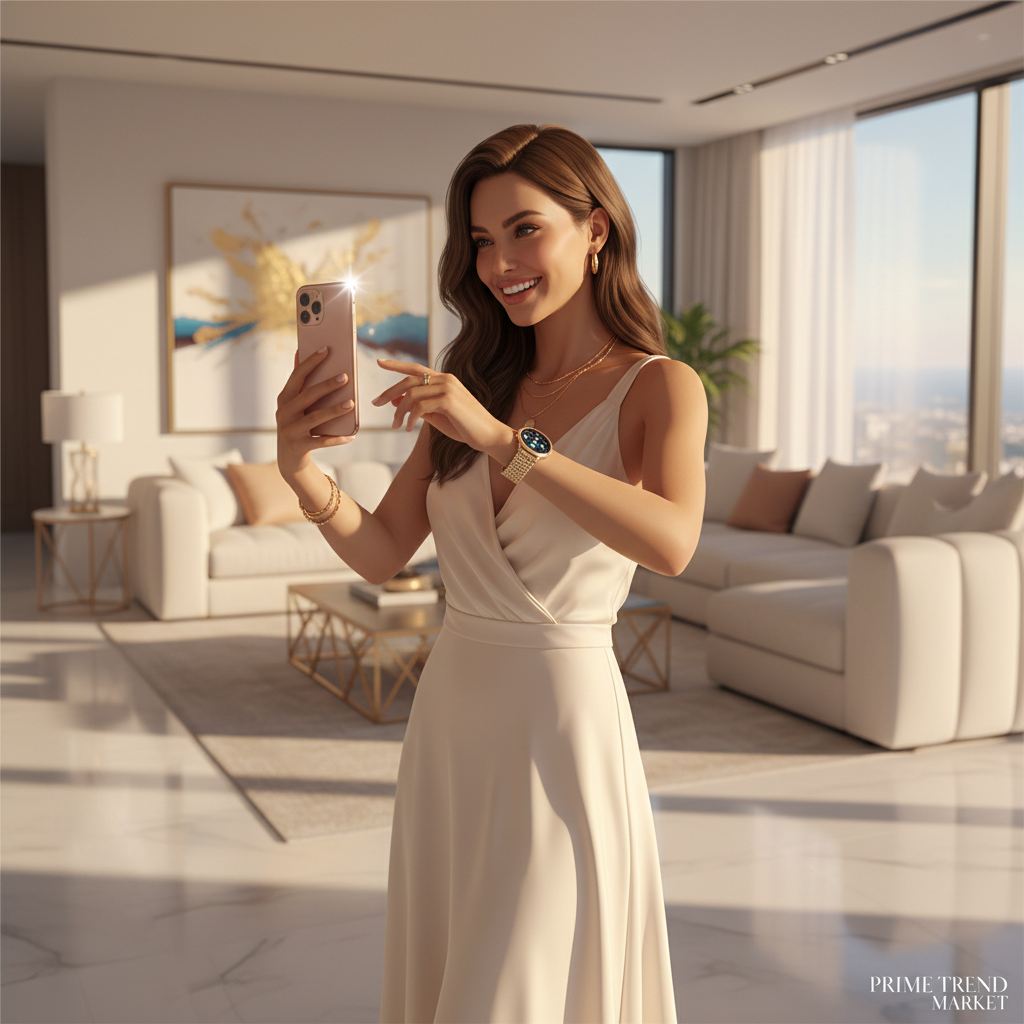 Women's Bling Smartwatch - Remote Photography Content Creator Lifestyle