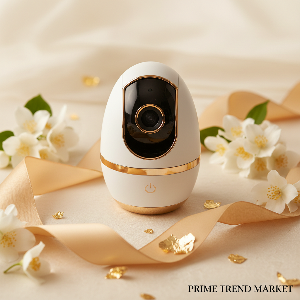 NestCam 1080P Baby Monitor gift set with jasmine and gold leaf