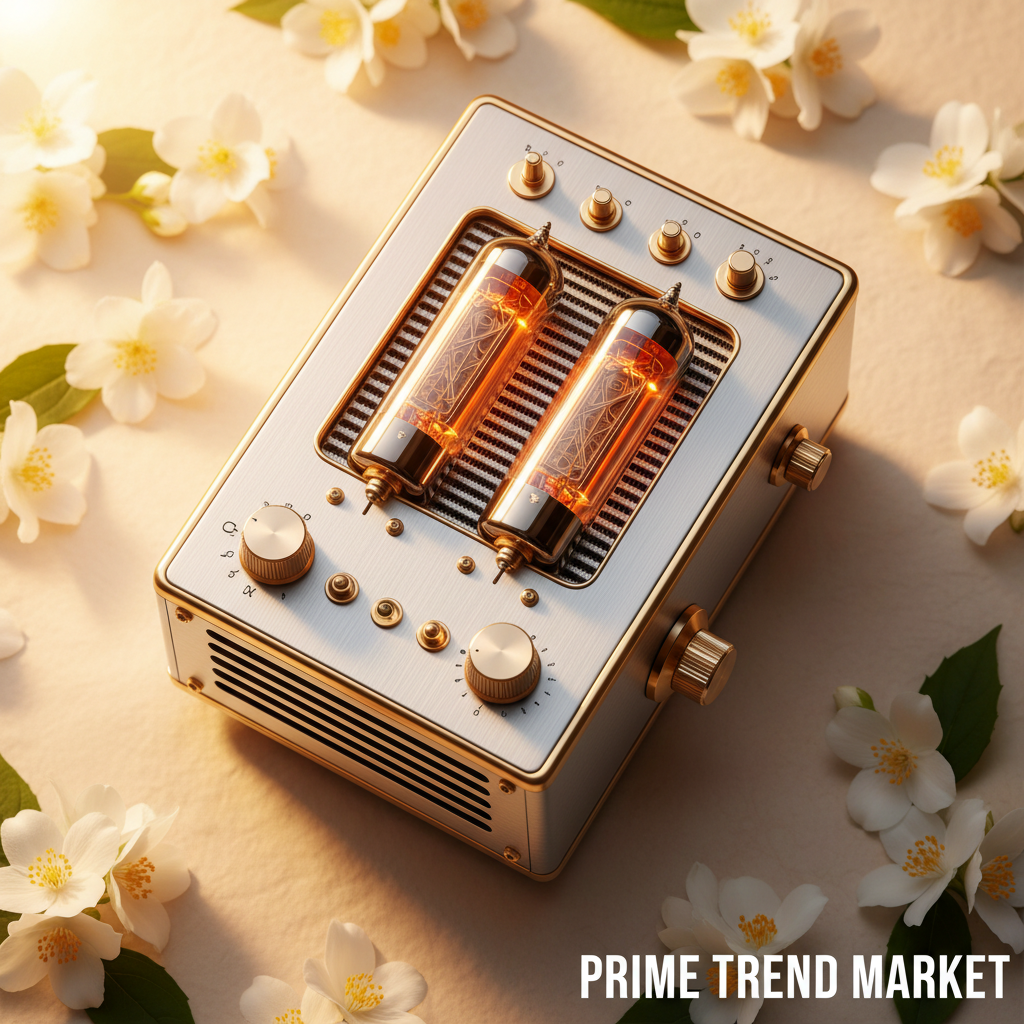 Nixie Tube Bluetooth Speaker Cream Flat Lay