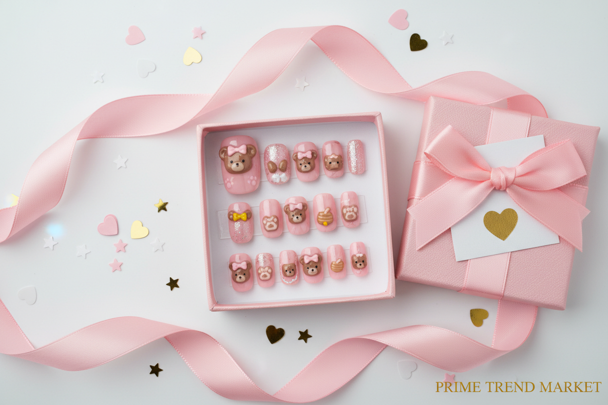 Bear bow-knot nails gift presentation - Prime Trend Market