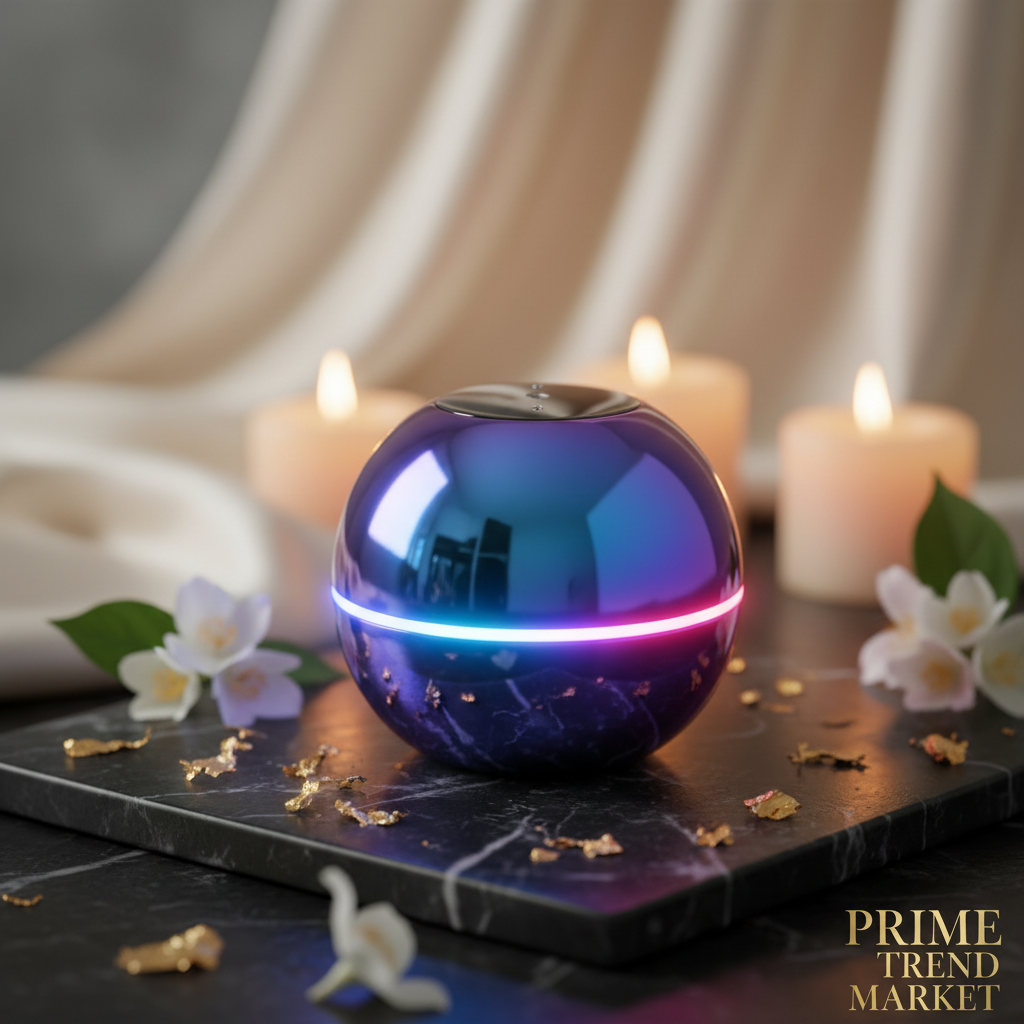 M3 Mini RGB Bluetooth Speaker - Blue gradient hero shot on marble with jasmine flowers