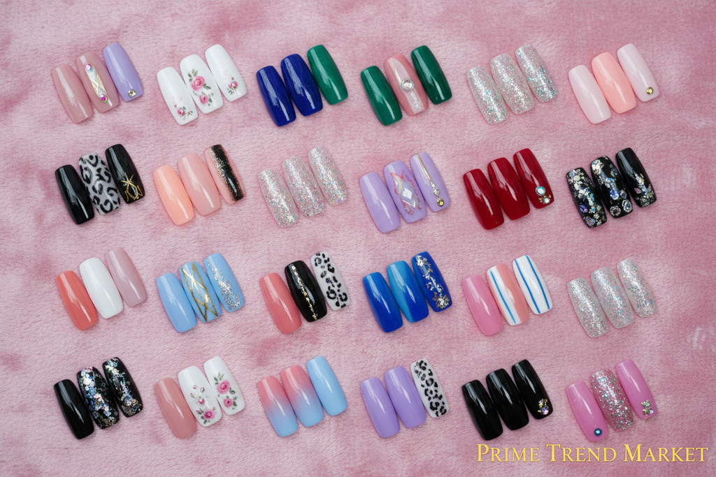 Finished Ballet Press-On Nails — 46 Styles Grid Display