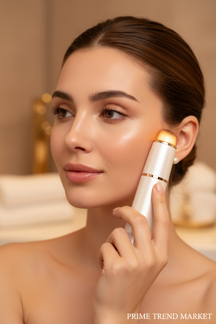 RF EMS Skin Rejuvenation Face Wand — Lifestyle Woman Using Face Wand
