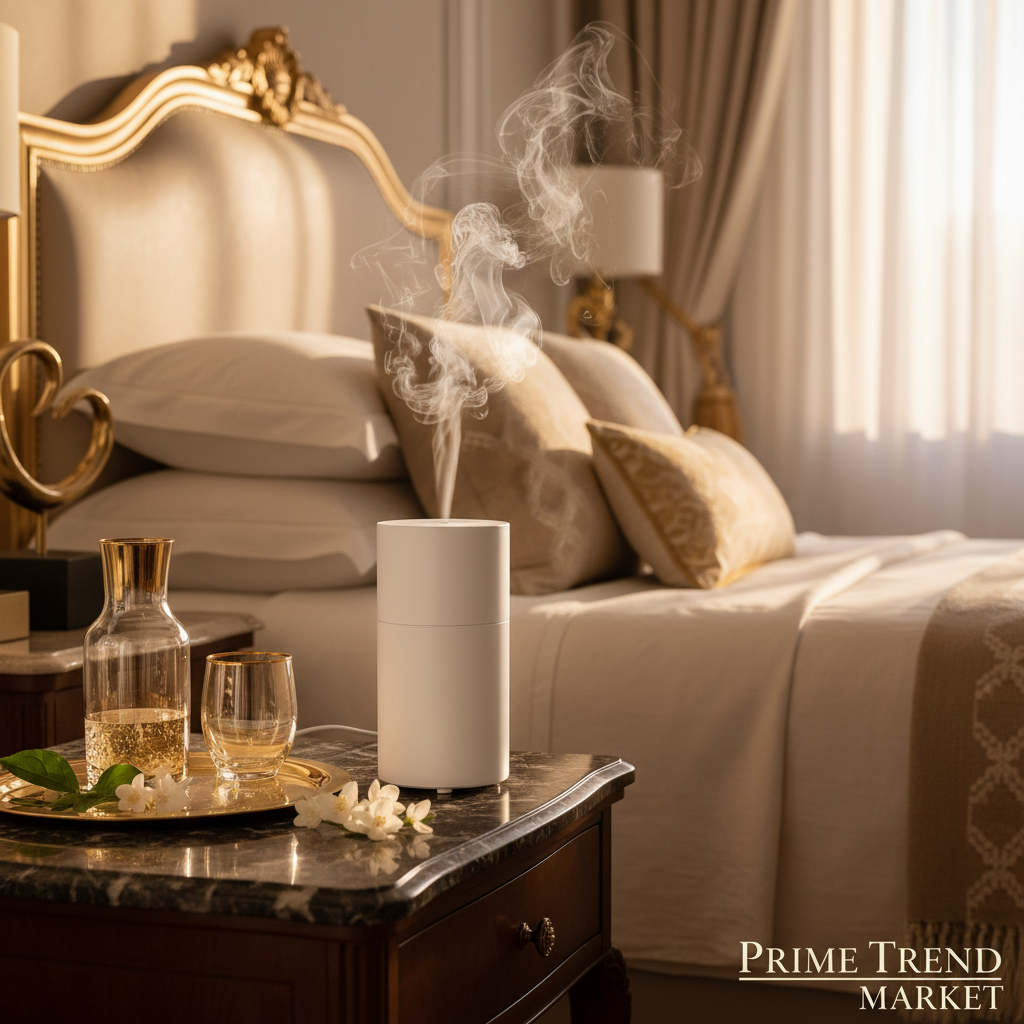Hotel Lobby Luxury Ultrasonic Aroma Diffuser — Bedroom Lifestyle | Prime Trend Market