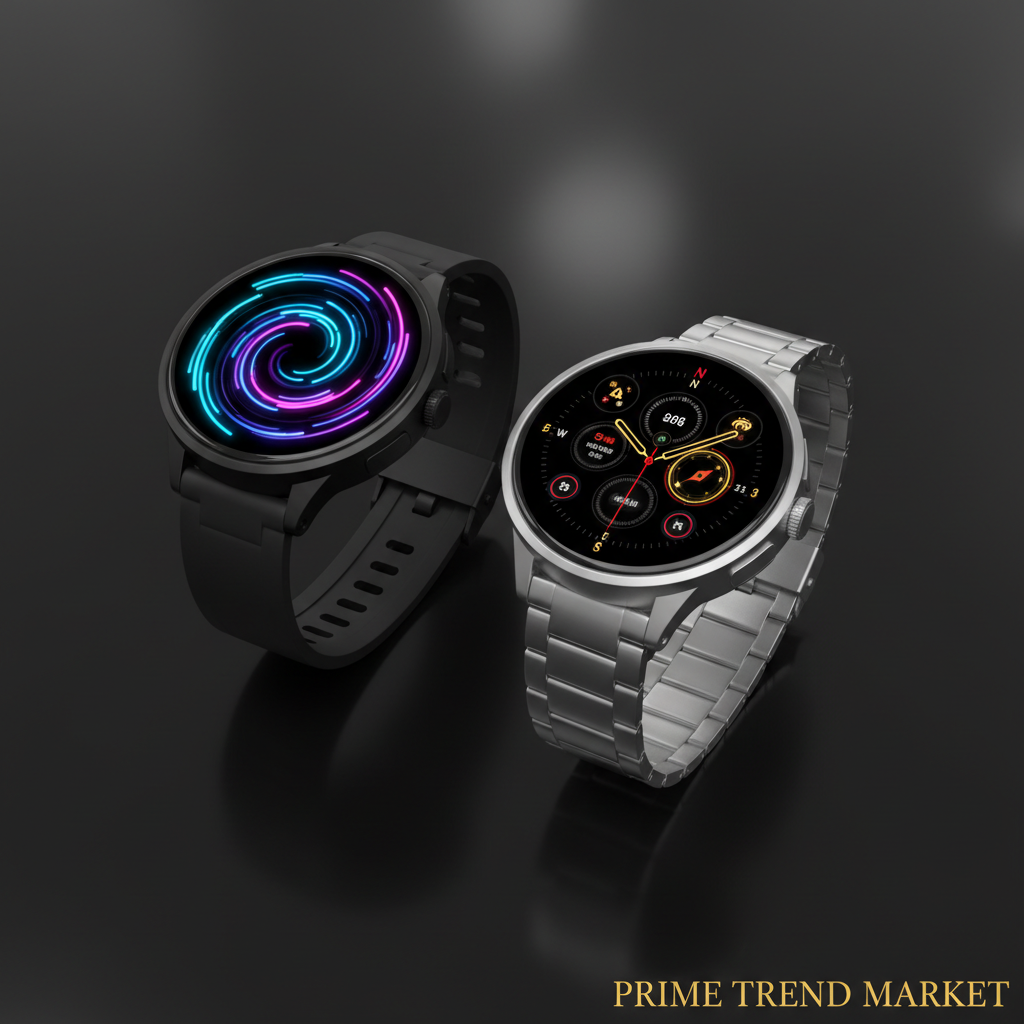 MAX18 smartwatch Black and Black Steel variants side by side on dark surface