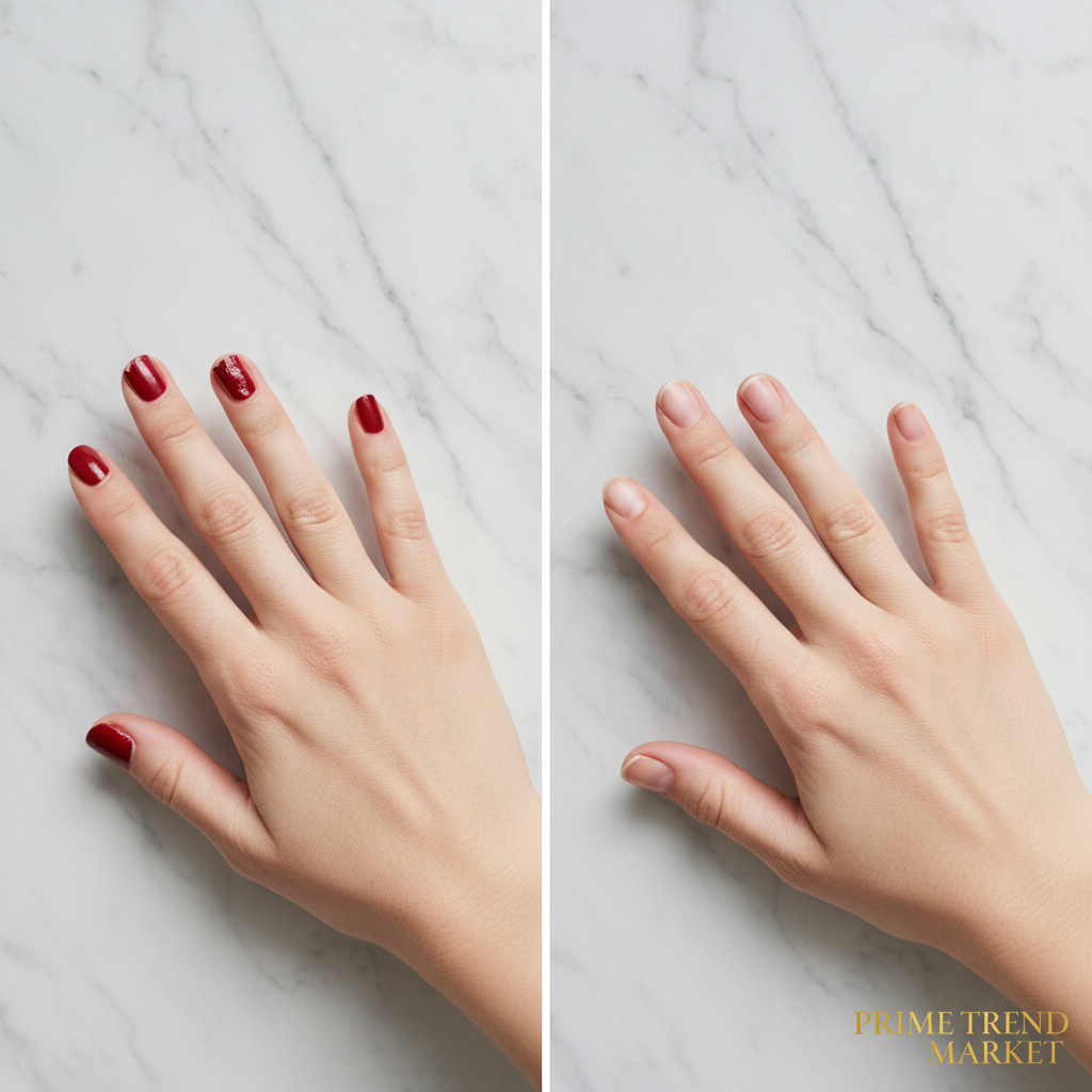 Before and after nail polish removal results
