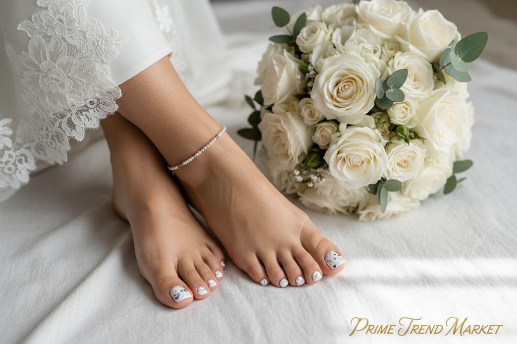 White floral toenails bridal bouquet lifestyle - Prime Trend Market