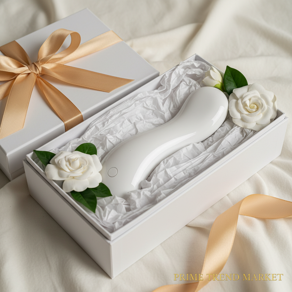 White face tightening device in luxury gift box with gold ribbon and white flowers — Prime Trend Market