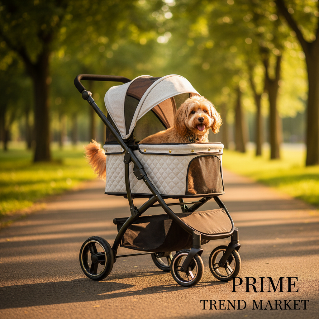 Luxury Pet Stroller - Park Lifestyle with Dog