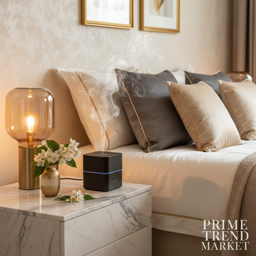 Luxury Smart Ultrasonic Aroma Diffuser & Humidifier — Bedroom Lifestyle | Prime Trend Market
