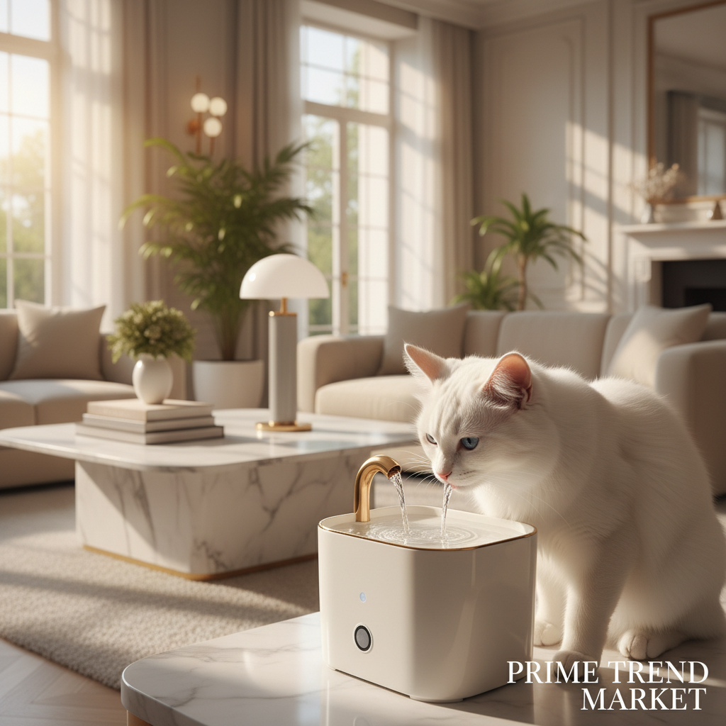Smart Pet Water Fountain - Cat Drinking Lifestyle Shot