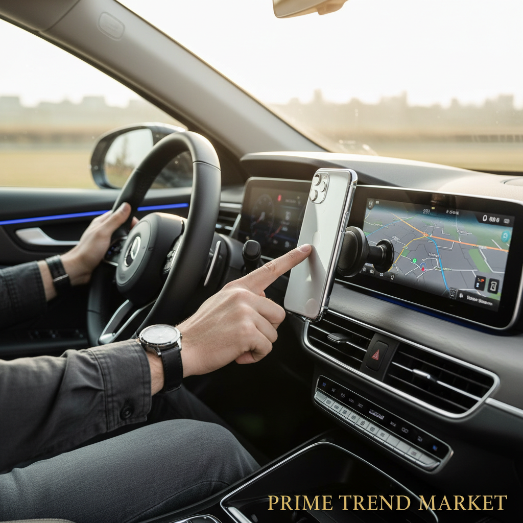 Driver One-Tap Mounting Phone onto Magnetic Car Holder Hands-Free — Prime Trend Market