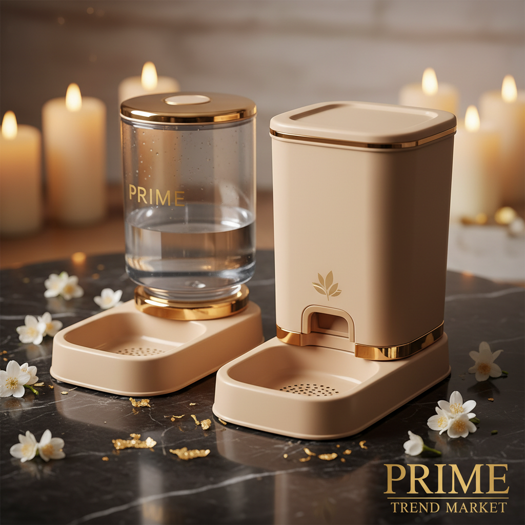 Pet Water Dispenser - Flat Lay Marble & Jasmine Petals