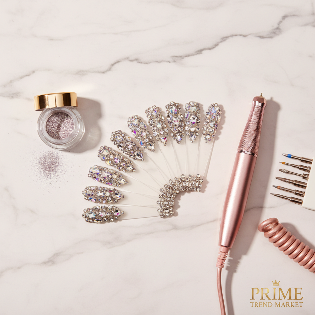 Nail Art Pro Set flat lay on marble