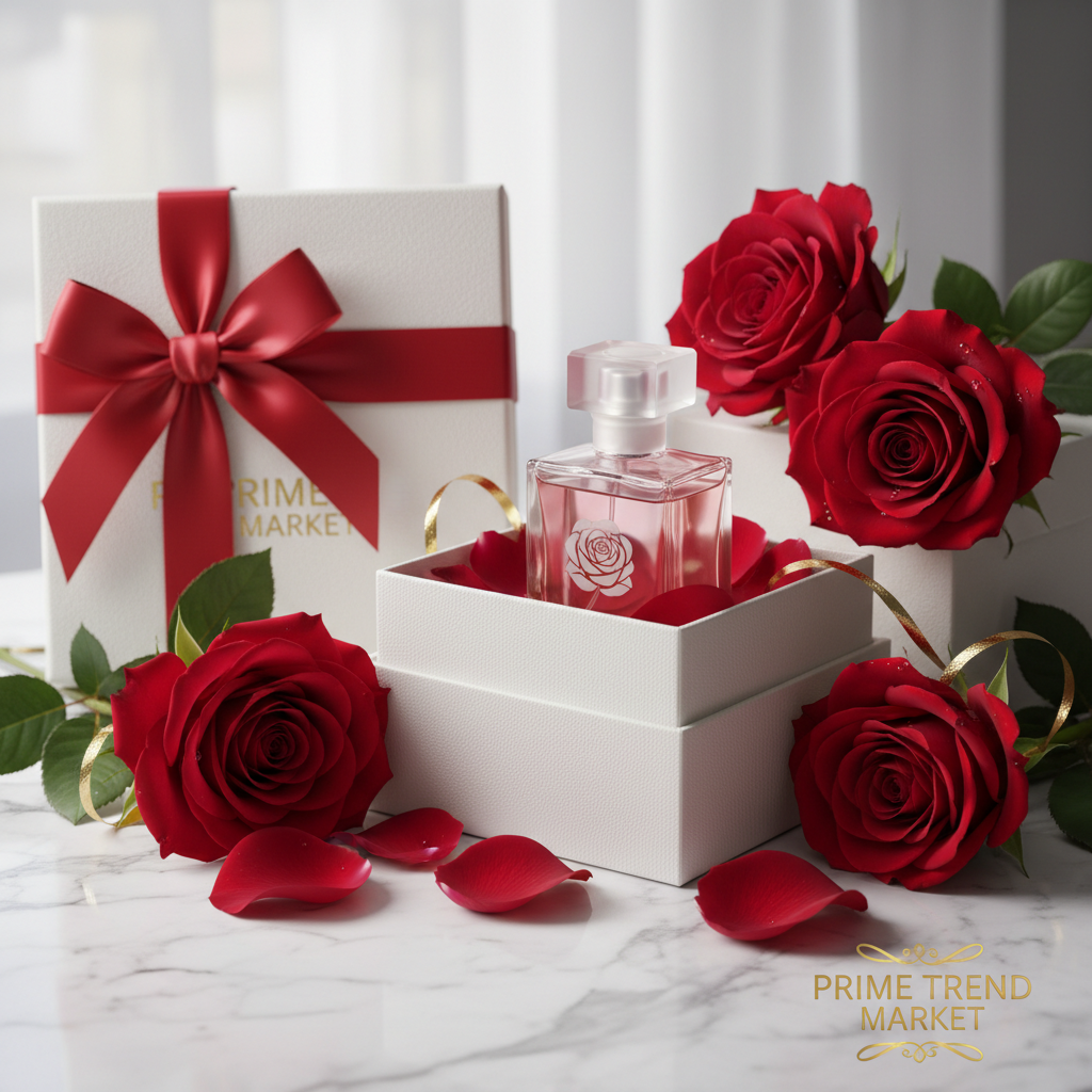 Rose perfume Valentine's Day premium gift box with red roses - Prime Trend Market