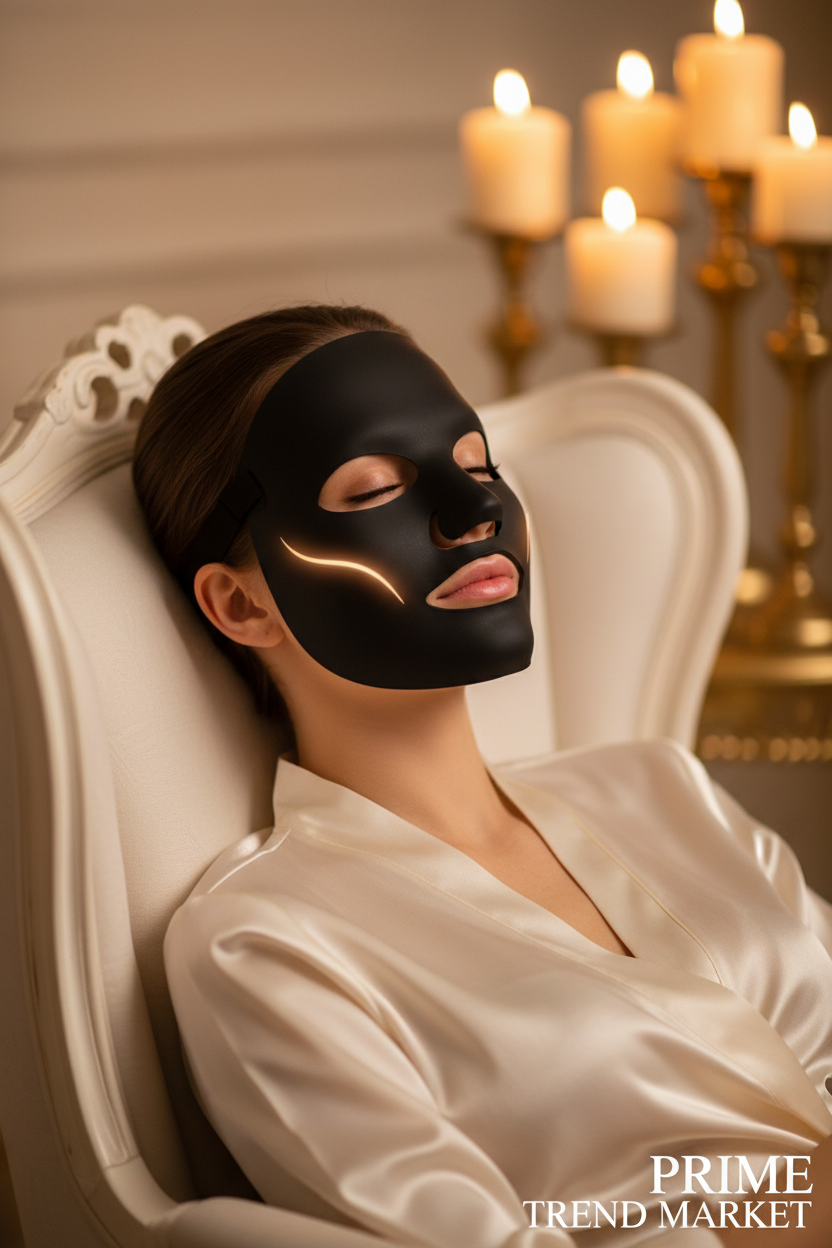 EMS Face Lift & Wrinkle Fading Slimming Device — Lifestyle Woman Wearing EMS Mask