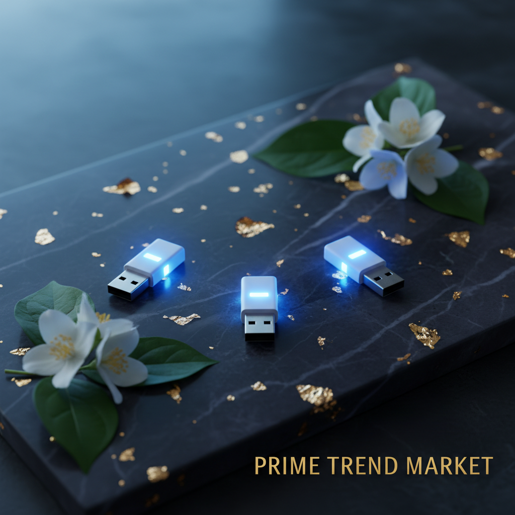 3Pcs Mini Blue LED USB Car Interior Atmosphere Light on dark marble – Prime Trend Market