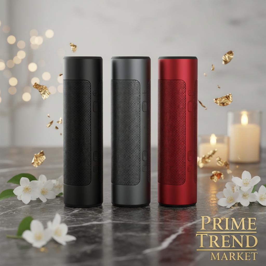 Bluetooth soundbar in black grey and red colors on luxury marble surface — Prime Trend Market