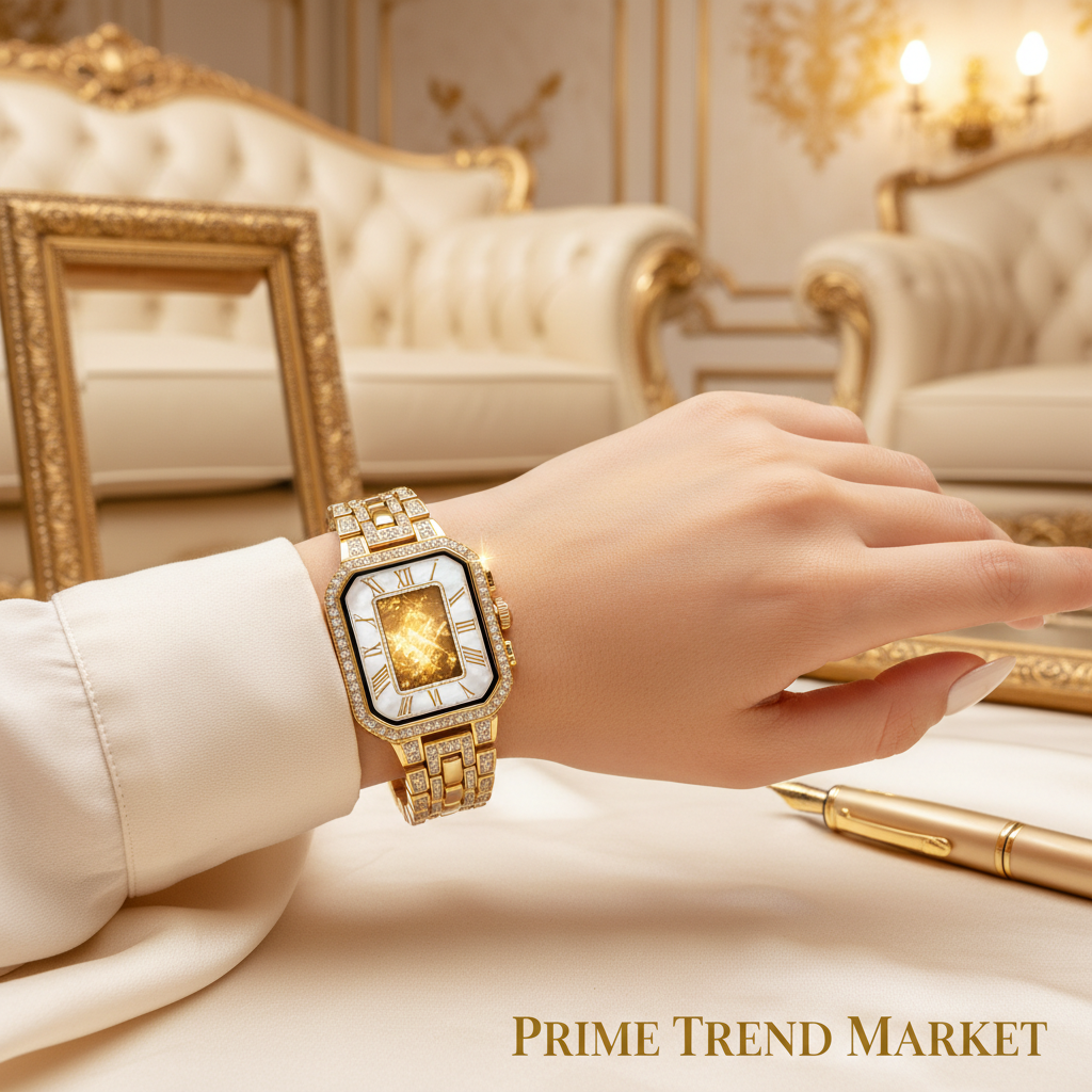 Women's Gold Bling Smartwatch - Elegant Wrist Shot