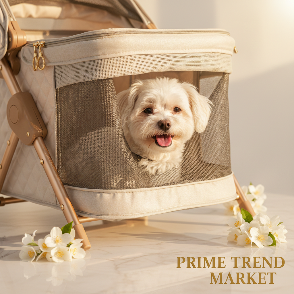 Premium Pet Stroller - Mesh Window Dog Peeking