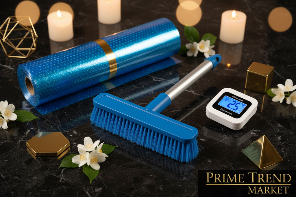 Complete pool maintenance bundle kit flat lay on black marble