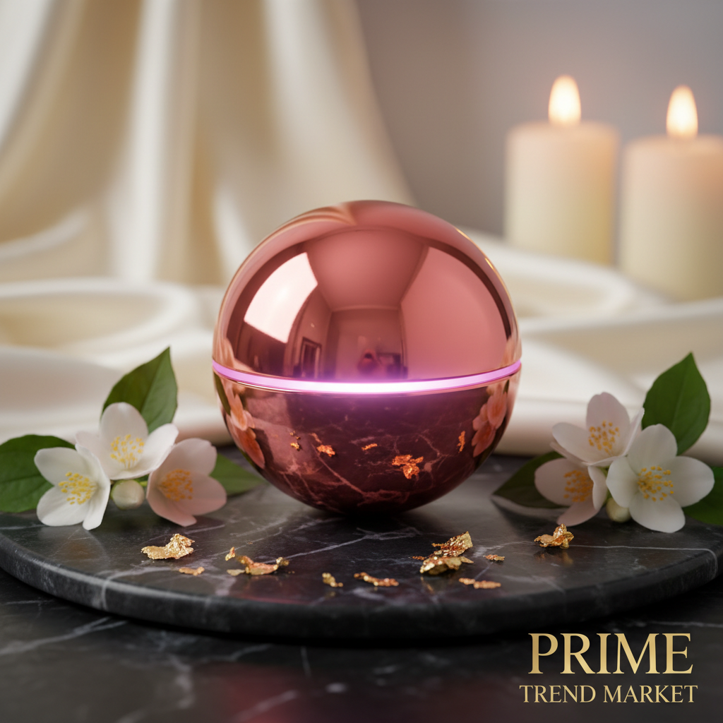 Luxury EMS Micro-Current Facial Massage Ball Rose Red Dark Marble Hero Shot