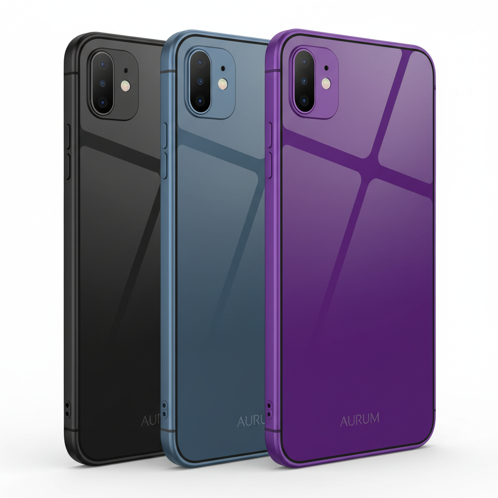 Black blue and purple privacy magnetic glass phone case color lineup
