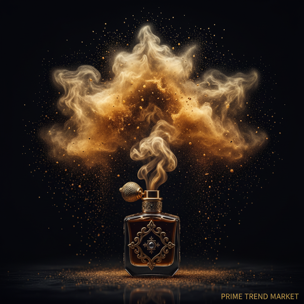 Middle Eastern oud perfume golden smoke cinematic drama shot - Prime Trend Market