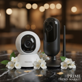 Yoosee indoor dome camera and PTZ tracking camera on dark marble