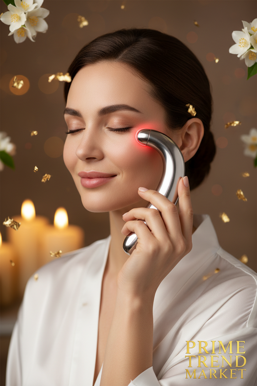 Luxury EMS Red Light Eye Beauty Massager Model Under-Eye Campaign Shot