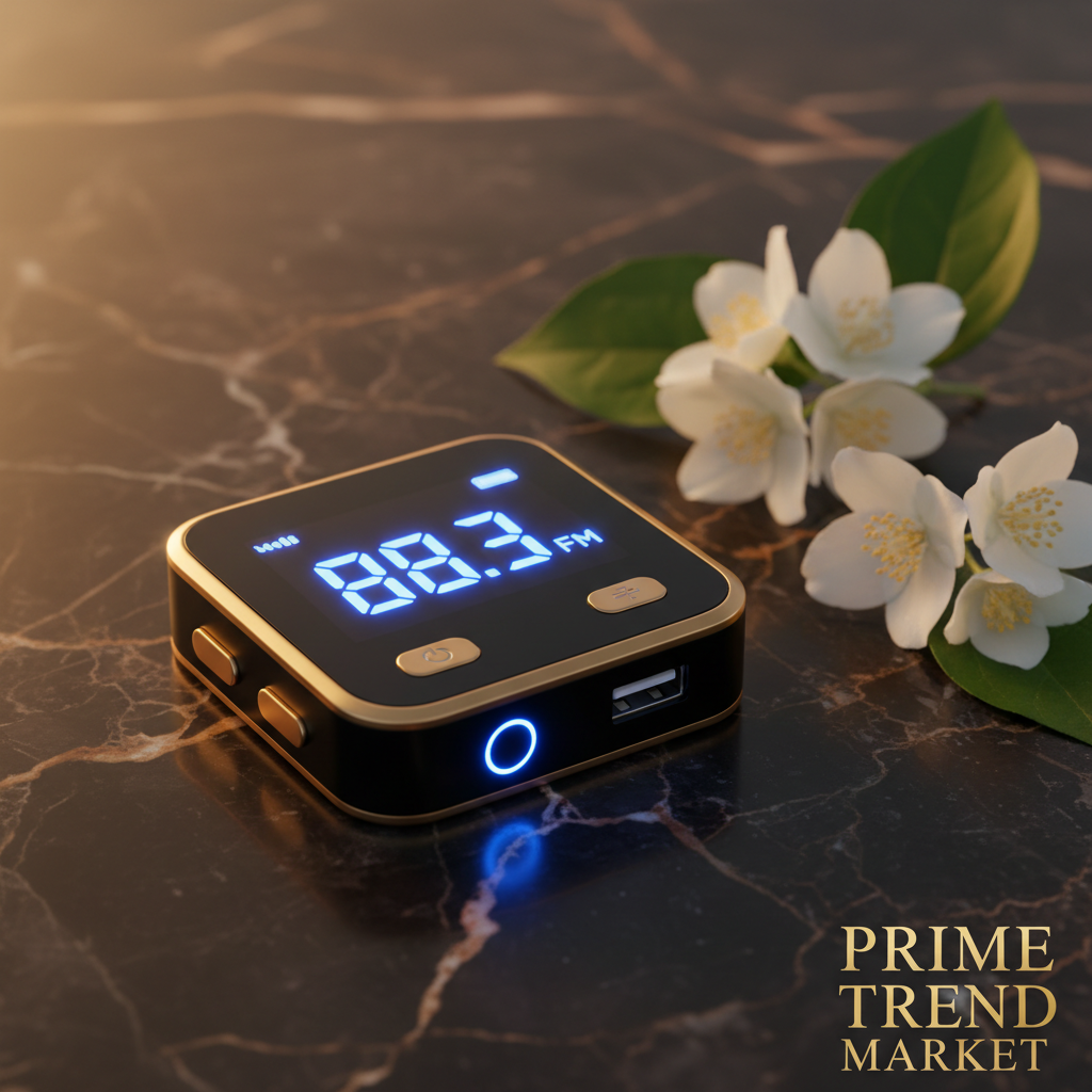 FM transmitter LED display close-up – Prime Trend Market