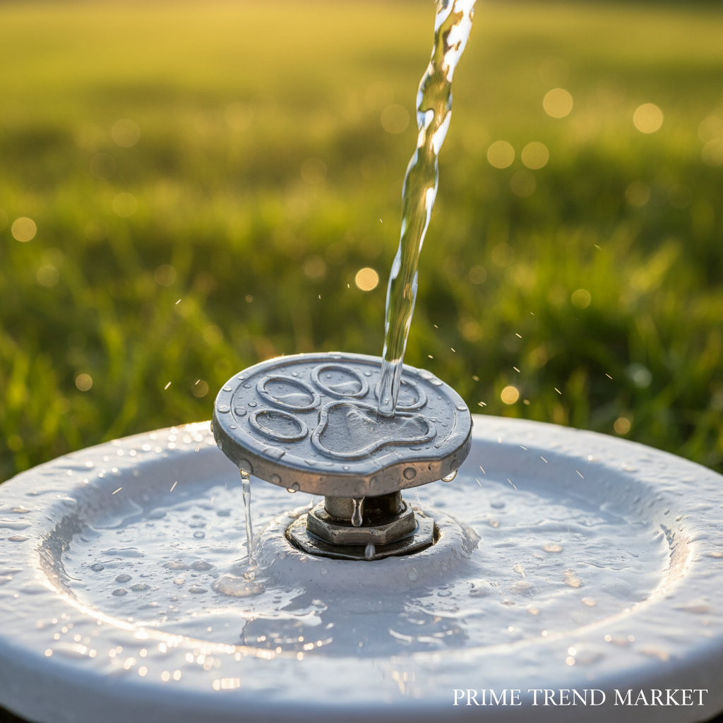 Dog Water Fountain - Paw Print Pedal Close-up