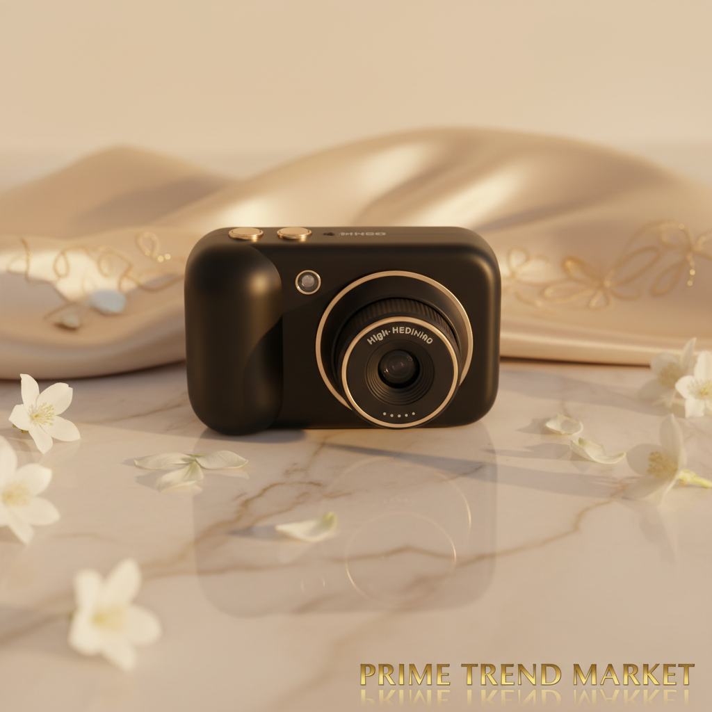 SnapKids HD Mini Camera Black on cream ivory marble