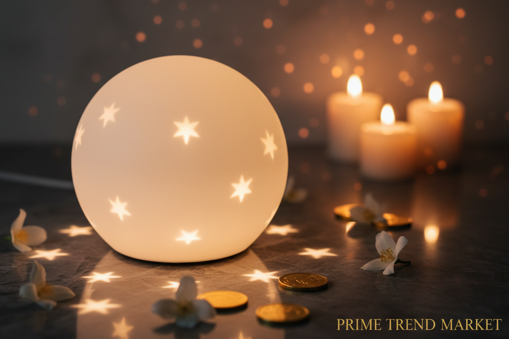 Baby Sleep Aid Night Light close-up with soft starry glow on marble — Prime Trend Market