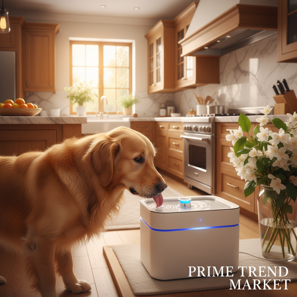 Smart Pet Water Fountain - Golden Retriever Drinking
