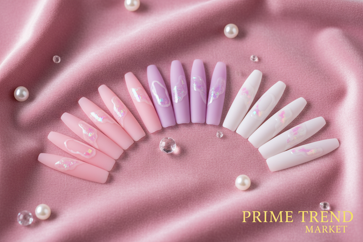 Frosted Waterproof Ballet Nails — 3 Colors Fan Display