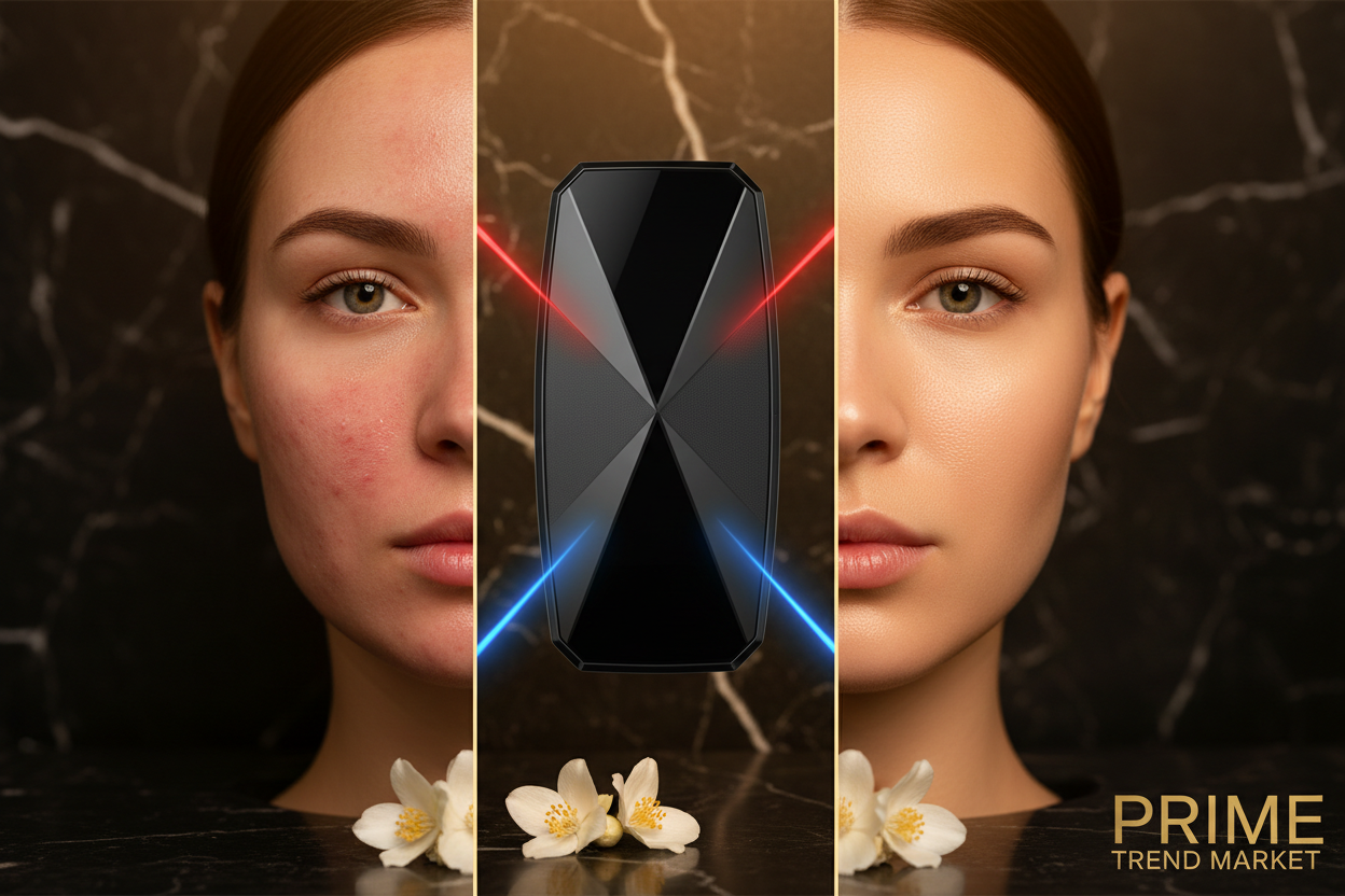 Large-Panel Red & Blue LED Light Therapy Device — Before and After Acne to Clear Skin