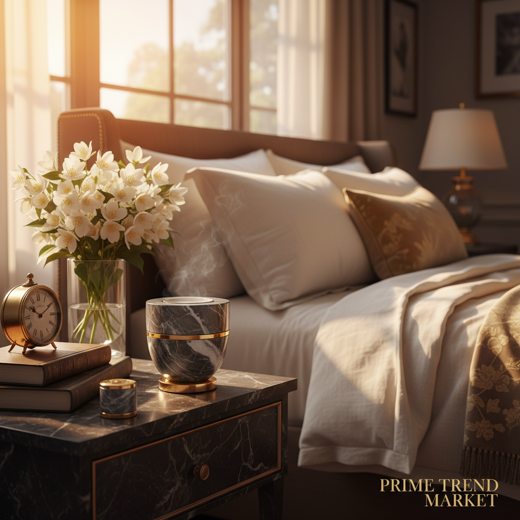 Luxury Marble Aroma Diffuser Cup — Bedroom Lifestyle | Prime Trend Market