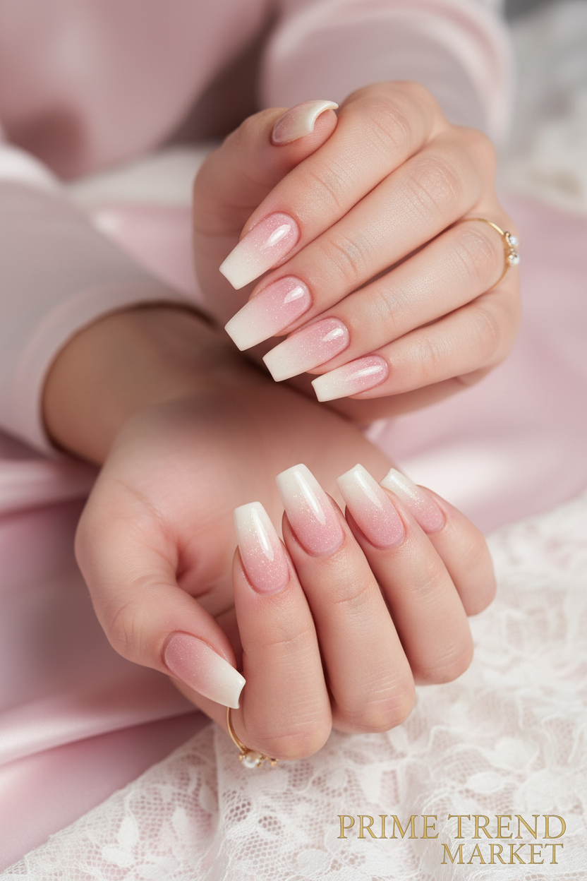 Ballet Gradient Glitter Coffin Nails — Hands Lifestyle