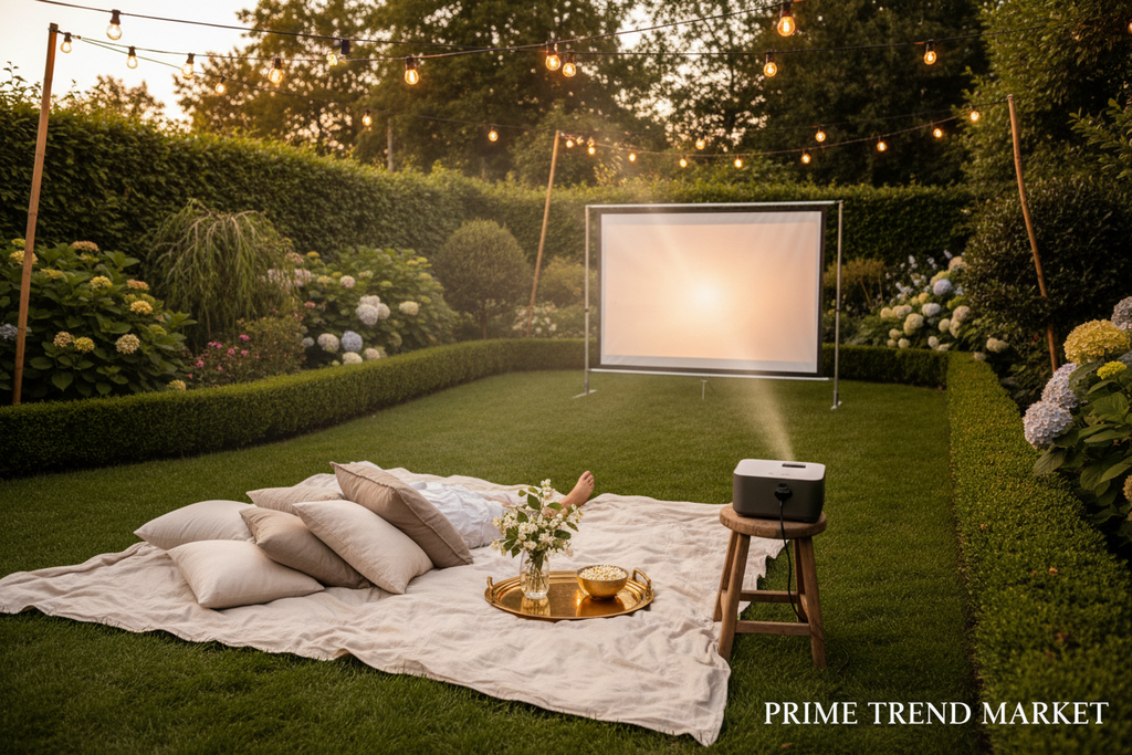 Portable WiFi Mini Projector outdoor backyard cinema luxury setup — Prime Trend Market
