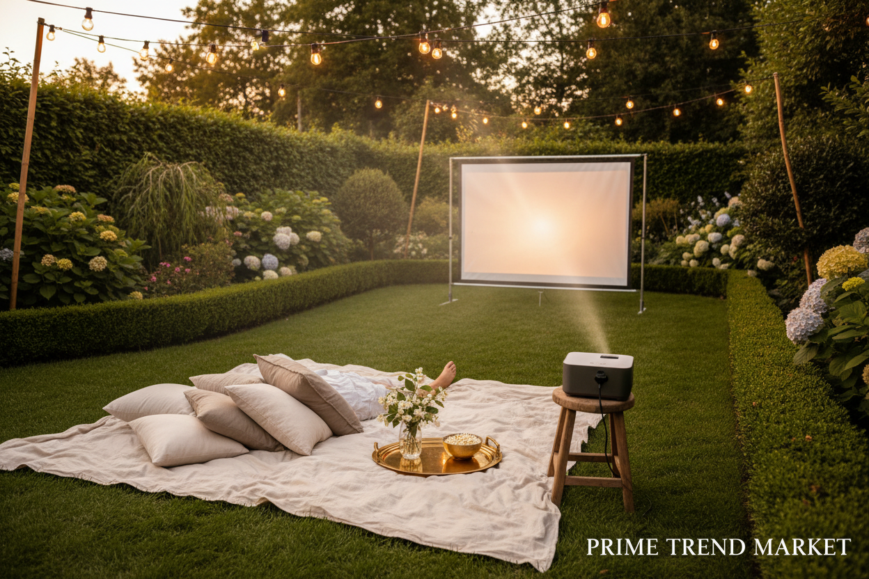 Portable WiFi Mini Projector outdoor backyard cinema luxury setup — Prime Trend Market