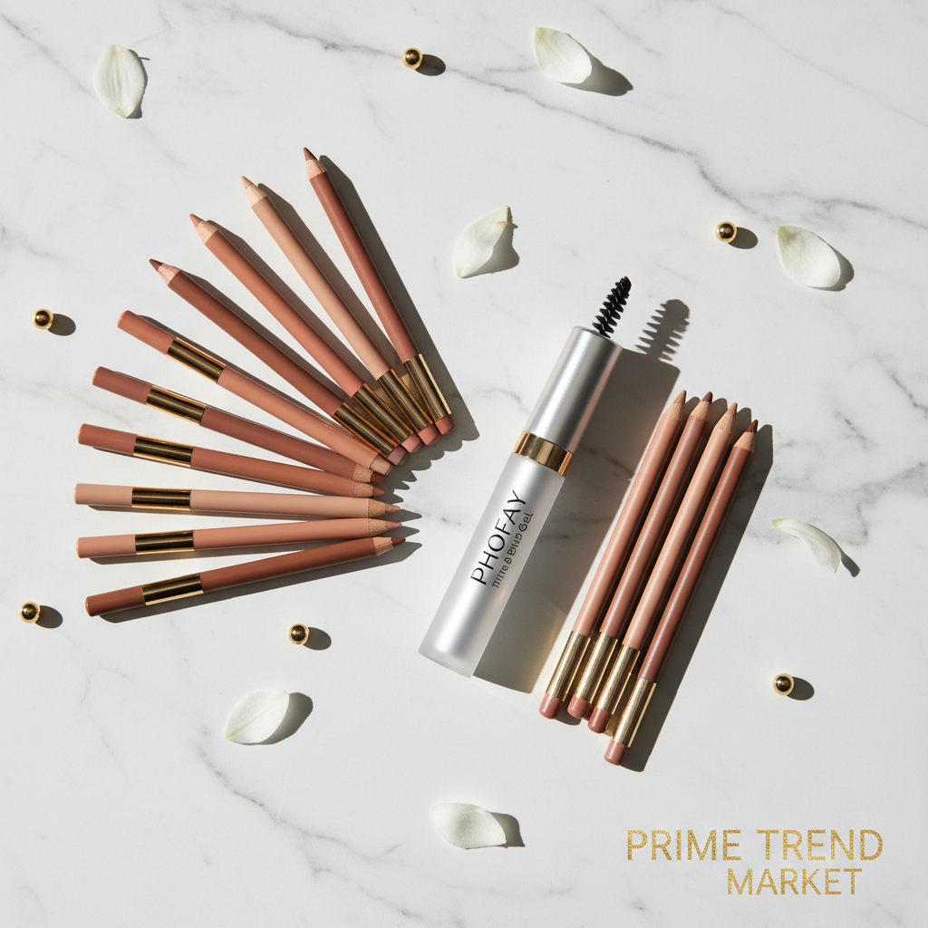 PHOFAY Brow Duo flat lay on marble