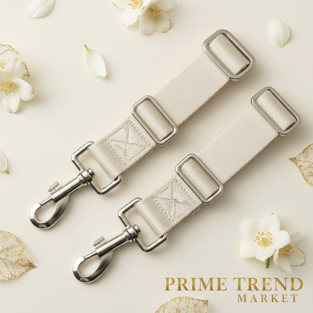 Pet Seat Belt 2-Pack Flat Lay with Carabiner Detail