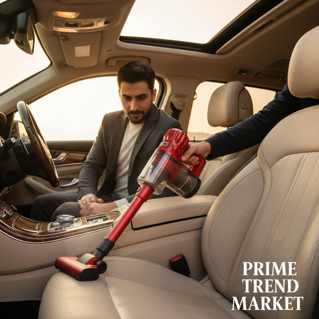 Red vacuum cleaning luxury car interior – Prime Trend Market